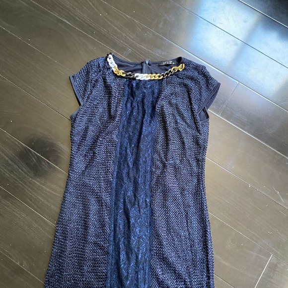 Navy dresss with necklace detail. - Picture 2 of 3